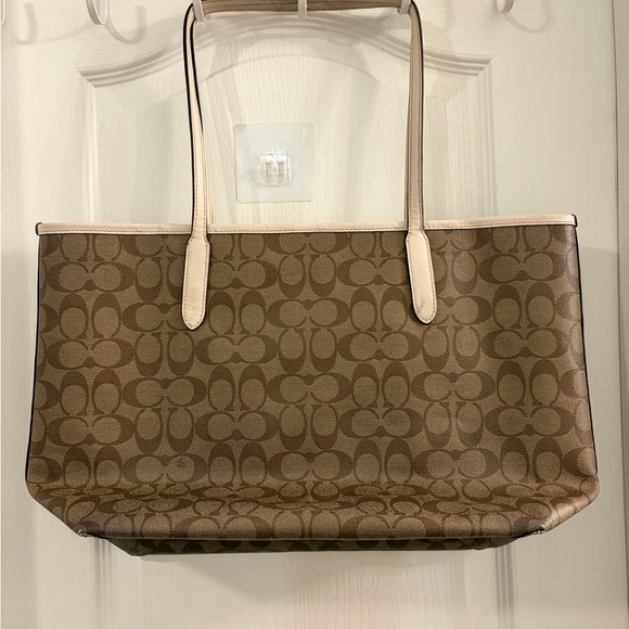 Coach Brown Tote with Red and Orange Love Print - Picture 4 of 6